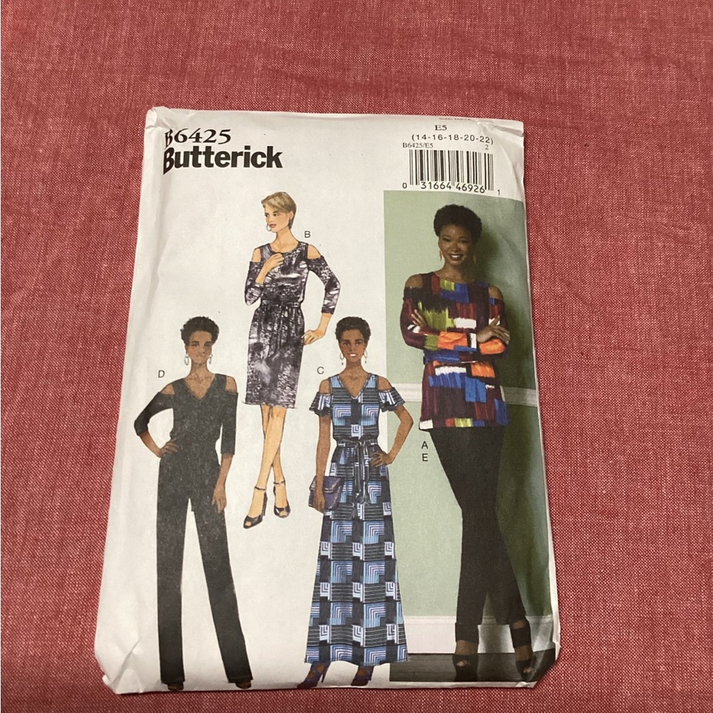 Ladies Uncut Butterick B6425 Size 14-22 Sewing Pattern Top,dress,jumpsuit,sash